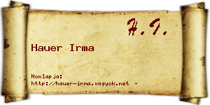 Hauer Irma névjegykártya